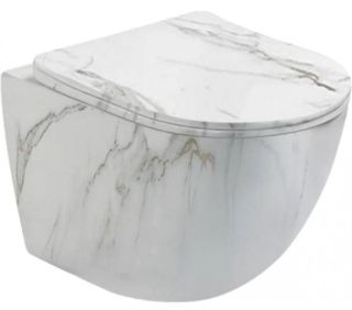 Унитаз подвесной SantiLine SL-5005MRB безободковый серый мрамор